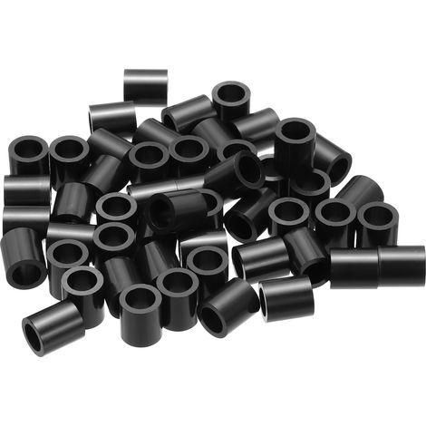 50Pcs Entretoise ABS M6 x 9mm OD x 10mm L Rondelles d'Espacement Rondes en Plastique Noir, Écrou d'Écartement Non Fileté pour Vis, Boulons, Prise Électrique (1/5)
