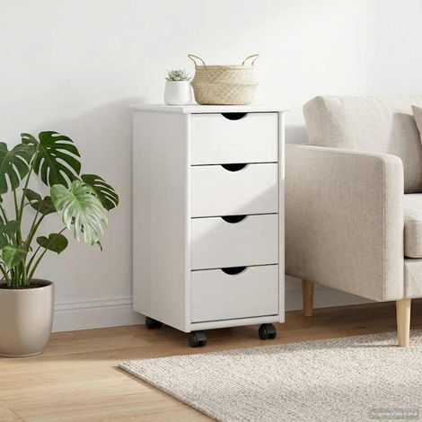 vidaXL Mobile con Ruote con ruota Bianco 34 x 39 x 65,5 cm