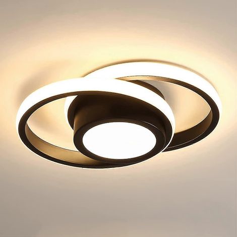 Wabjtam Plafonnier moderne et créatif, design rond, petit abat-jour noir, 32 W (lumière chaude) (1/5)