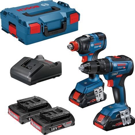 Bosch PRO Combo Kit 18V GSB + GDX + 2 x GBA 18V 2.0Ah + GAL 18V-20 L-Boxx 136 (1/2)