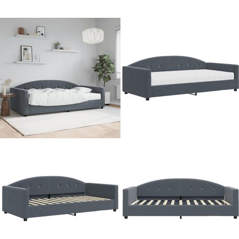 vidaXL Tagesbett mit Matratze Dunkelgrau 100x200 cm Samt (1/5)