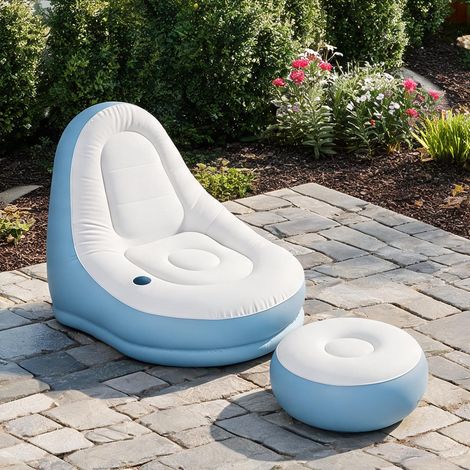 Fauteuil gonflable avec repose-pieds pour camping en kunststoff (1/5)