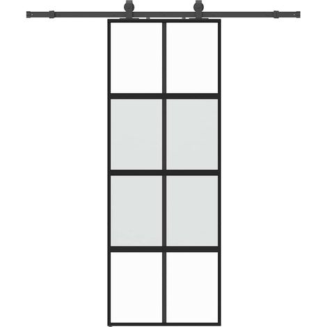 Maison Exclusive - Schiebetür mit Beschlag Schwarz 76x205 cm Hart