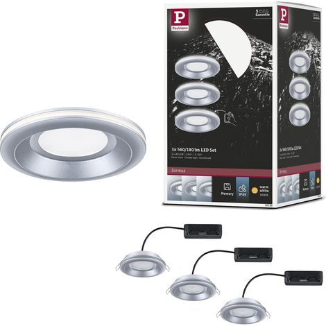 Spot encastré LED Sormus IP65 rond 100mm 3x4,8/1,5W 560lm / 180lm 230V 3000K Chrome mat (1/5)