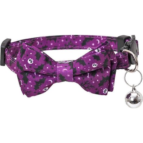 Colliers d'Halloween pour chats avec nœud papillon amovible pour chatons de petite et moyenne taille-Violet (1/5)