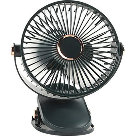 Ventilateur de bureau à pince (vert foncé) 15 cm – Rechargeable par USB, portable et silencieux, idéal pour les bureaux, les dortoirs et les bureaux. (1/3)