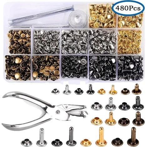 Rivetti a doppia testa, struttura in ferro resistente, strumenti di installazione facili, 480 set (1/2)