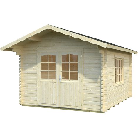 Abri de jardin en bois Sally 10,2 m2 Traité Translucide (1/5)