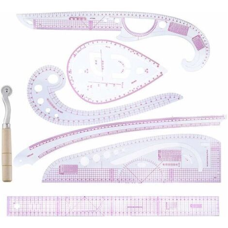 Pair Règle de découpe, règle courbe, roulette à dessin, combinaison de règles pour patchwork, règle pour la création de patrons DIY, règle courbe, idéale pour le dessin (1/5)