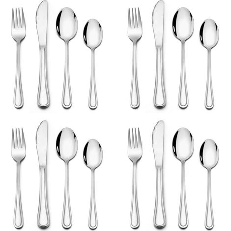 Kinderbesteck Set 16-teilig Edelstahl ab 3 Jahre, Gabel Messer Löffel, Spülmaschinenfest (1/5)