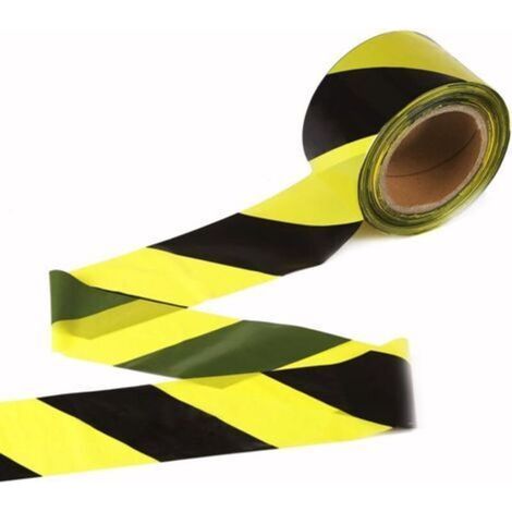 Warnband – 45 mm x 30 m pro Rolle – zur Bodenmarkierung/Sicherheit – Schwarz/Gelb gestreift (1/5)