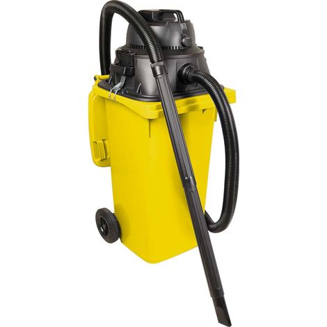 BRB Nass-/Trockensauger/Industriesauger 1100 Watt, mit 120 Liter Behälter (DIN Mülltonne) gelb, inkl. zusätzl. Steckdosenanschluss (1/2)