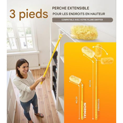 Recharge de dépoussiéreur avec manche de 90 cm, 20 recharges et 4 dépoussiéreurs en microfibre. Pour nettoyage de la maison, ventilateurs, stores et étagères. (1/5)