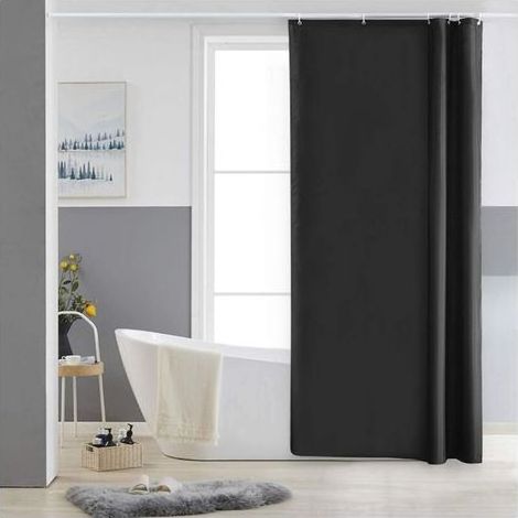 Rideau de Douche,Noir(80x180cm),Anti Moisissure,Petit,Tissu Polyester,Imperméable,Rideaux Baignoire Lavable en Machine (1/4)