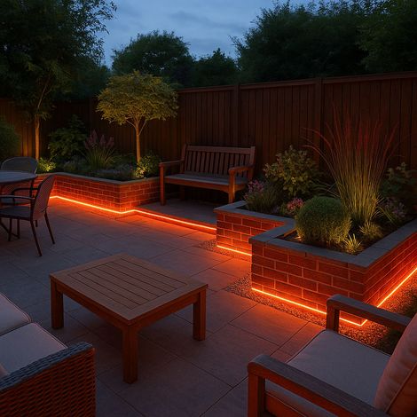 Luce a corda a LED rossa illuminazione da giardino illuminazione da patio, plastica trasparente, cavo di alimentazione di 1,5 m, 144x LED 0,06W, L 600 cm