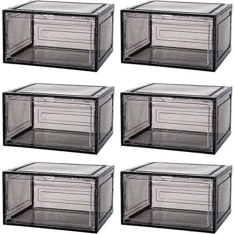 Schuhkarton mit Frontöffnung, 6er-Set, stapelbare Kunststoffbox mit transparenter Tür, ideal zur Aufbewahrung und Präsentation von Turnschuhen, einfache Montage (1/5)