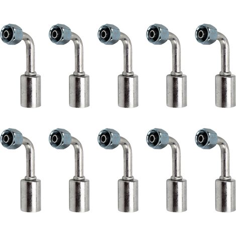 10 raccords de tuyau d'air conditionné en aluminium à verrouillage à billes, 90 degrés, 3/8 pouces, adaptateur de connecteur pour véhicule utilitaire, camion et engin de chantier (1/5)