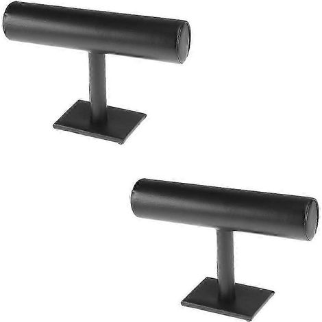 Présentoir à bijoux en bois noir avec barre en T, lot de 2 pièces pour bracelets et colliers - Idéal pour la maison, les magasins ou les salons professionnels (1/5)