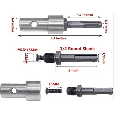 Adaptateur pour perceuse électrique avec tarière de jardin, connecteur de tarière à 2 puits pour perceuse-visseuse sans fil SDS Plus, perceuse sur perche
