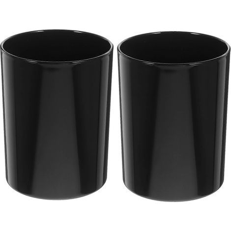 Lot de 2 porte-stylos de table, contenant rond pour stylos, organisateur de pinceaux de maquillage, organisateur de stylos en plastique réutilisable-10.40X8.00X8.00CM-Black (1/4)