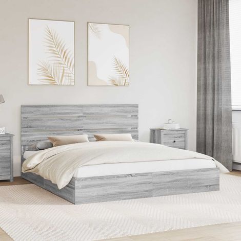 Aufbewahrungsbett Graues Sonoma 200 x 200 cm Holzwerkstoff