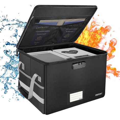 Boîte de rangement pour documents avec cadenas Résistant au feu pliable,portable,office,domicile pour classeurs,de conserver le livre de certificat,document,dossier,fichier (1/5)