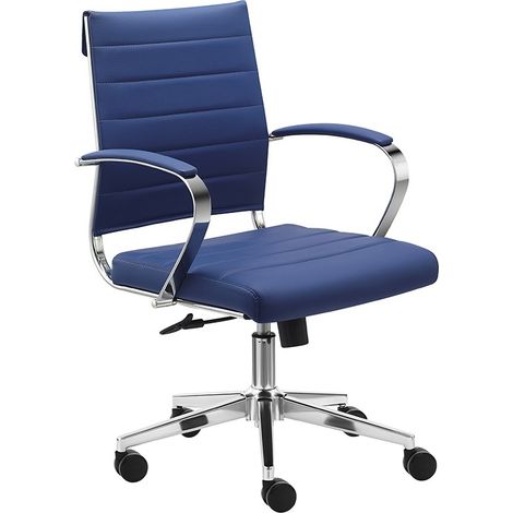 Bürostuhl Cádiz - PU-Leder - Blau - mit Synchron-Wippmechanik (1/5)