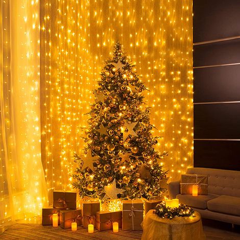 6x3m 600LED LED-Lichterkette, IP44 wasserdichte Weihnachtsbeleuchtung mit Fernbedienung und Timer, Partydekoration für Weihnachten, Hochzeit, Wohnzimmer, Warmweiß (1/5)