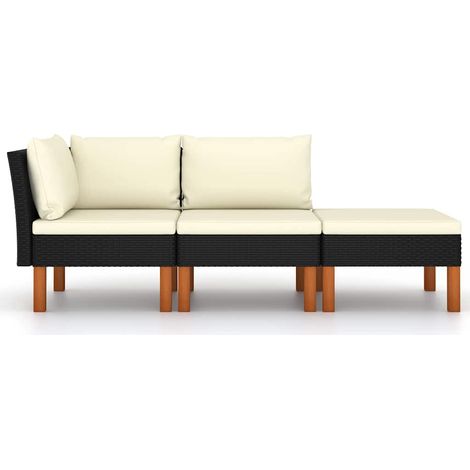Maison Exclusive - 3-tlg. Garten-Lounge-Set Poly Rattan und Eukal (1/5)