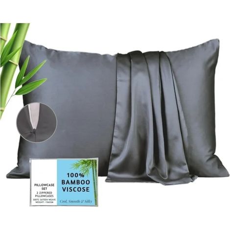 Taies d'oreiller rafraîchissantes King - Taie d'oreiller 100 % viscose de bambou, idéale pour les personnes qui ont chaud la nuit, taie d'oreiller douce (1/5)