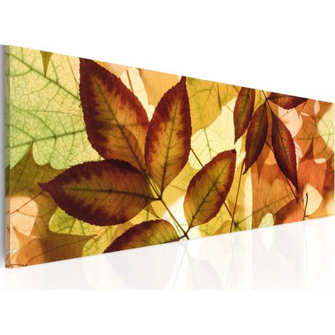 Tableau Imprimé "Collage Feuilles" 45 x 135 cm (1/2)