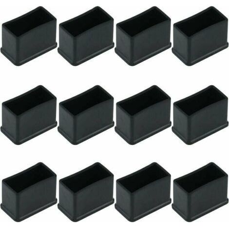 12 Stück rechteckige Gummifilz-Schutzkappen für Tisch- oder Stuhlbeine – Schwarz, 15 x 30 mm.- (1/5)