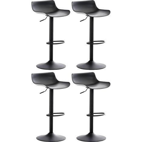 Sgabelli bar x4 con poggiapiedi regolabile in altezza design moderno in plastica nera e metallo nero 100004498