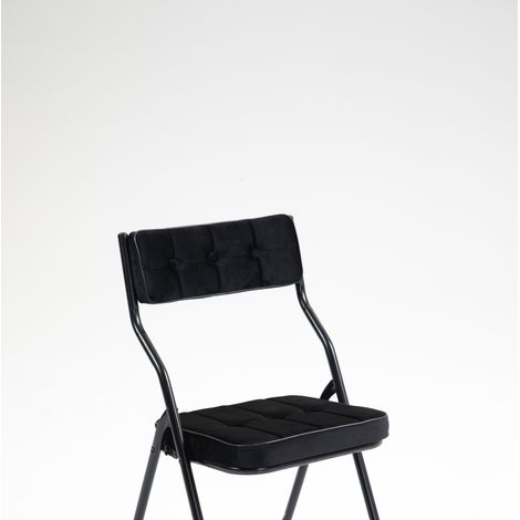 CHICFURN Silla plegable de comedor 46x47x90 cm negra, lote de 2, con cojín (1/5)