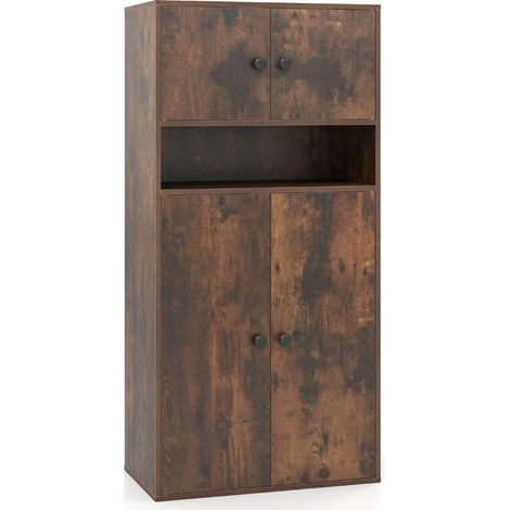 Bibliothèque moderne 4 niveaux 54 x 30 x 111 cm rangement élégant finition classique en bois aggloméré marron rustique