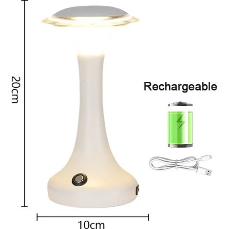 Lampe de bureau tactile LED (blanche), veilleuse de bureau, lampe de lecture sans fil rechargeable (1/5)