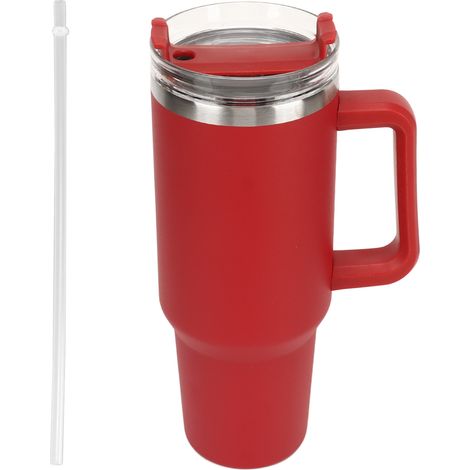 Gobelet isotherme 40oz en acier inoxydable avec anse et paille, bouteille d'eau chaude/froide, isolation sous vide, modèle 1 (1/5)