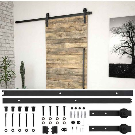 Sliding Door "SKIEN" Hardware Kit 183 cm Steel Black vidaXL