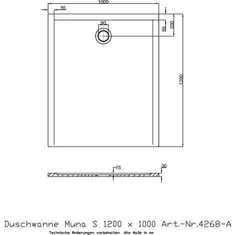 Ricevitore Doccia Hoesch Muna S 1200X1000X30Mm Bianco