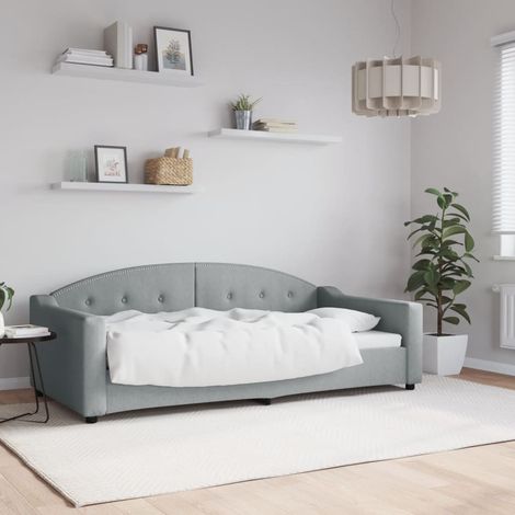 Lit de repos sans matelas gris clair 90x190 cm tissu (1/5)