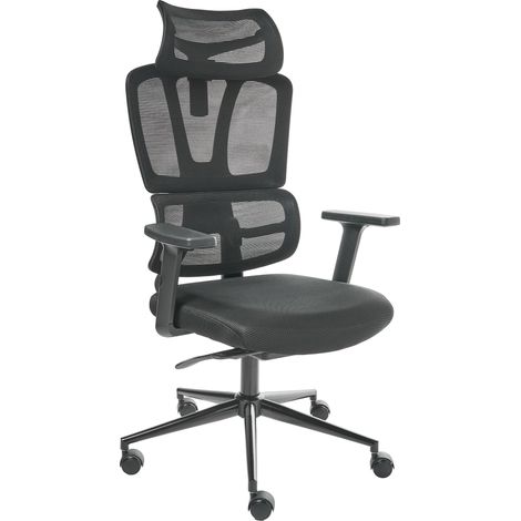 Sedia da ufficio con seduta girevole in rete colore nero Omega (1/5)