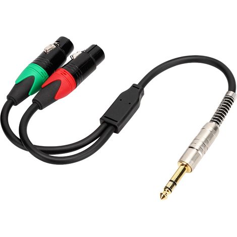 Câble audio double blindage en cuivre pur 24 AWG, 0,3 m, connecteurs XLR mâle 6,35 mm vers double XLR femelle (1/5)