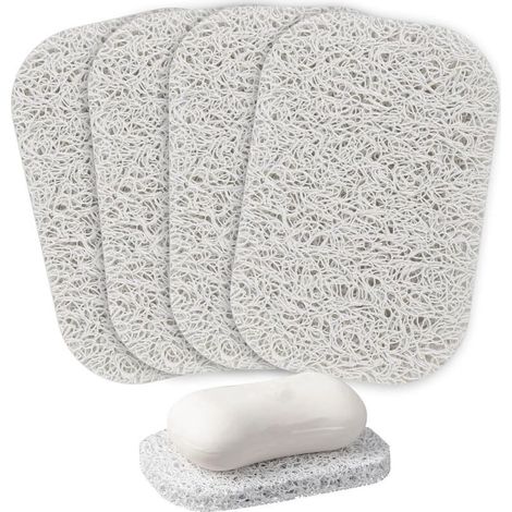Lot de 4 patins de levage pour porte-savon, porte-savon pour douche, cuisine, salle de bain, voyage, hôtel, fournitures de nettoyage (1/5)