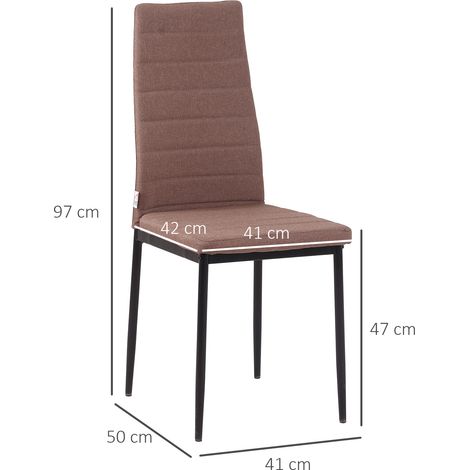 Ensemble de 4 chaises rembourrées pour salon ou salle à manger, chaises de cuisine modernes, métal et tissu couleur kaki. (1/5)