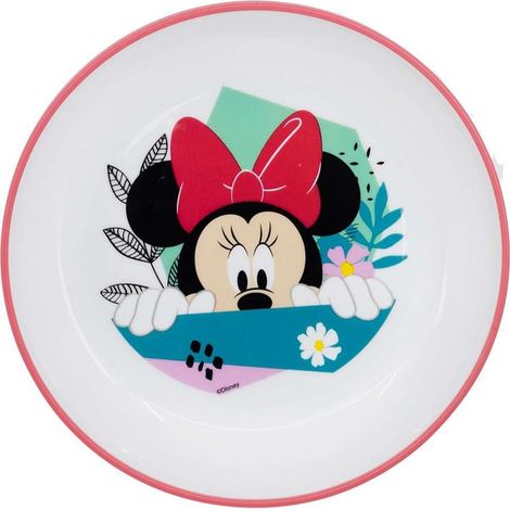 TATAWAY Disney ciotola rosa e bianca per bambine in plastica Minnie con base (1/3)