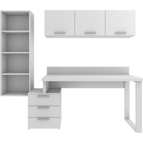 Angolo libreria design con cubotti e cassettiera - Soluzione moderna e salvaspazio - Bianco