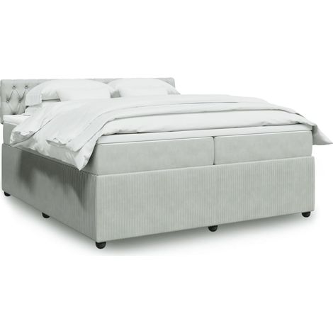 vidaXL Giroletto a Molle con Materasso Grigio Chiaro 200x200cm Velluto (1/5)