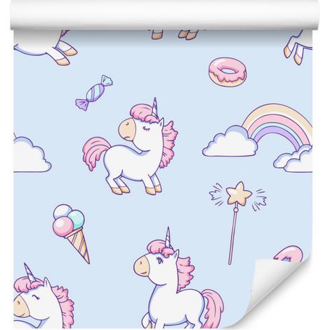 Papel pintado de unicornios mágicos para salón y dormitorio, 50x1000 cm. (1/5)