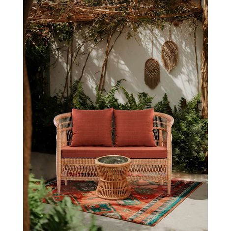 Lusso - Canapé de jardin 2 places en rotin, coussin amovible (1/5)