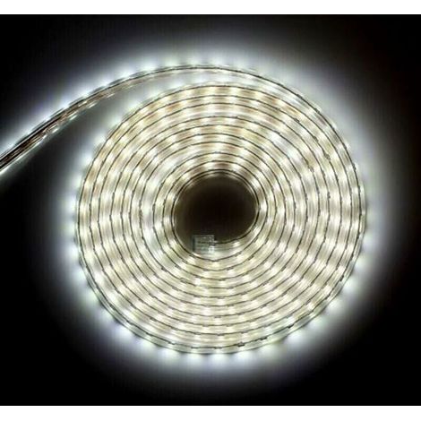 Kit completo de tira LED de 10 metros, 220 V, silicona impermeable IP68, blanco frío 6000 K, SMD5050, 60 LED/m - no requiere transformador. (1/3)